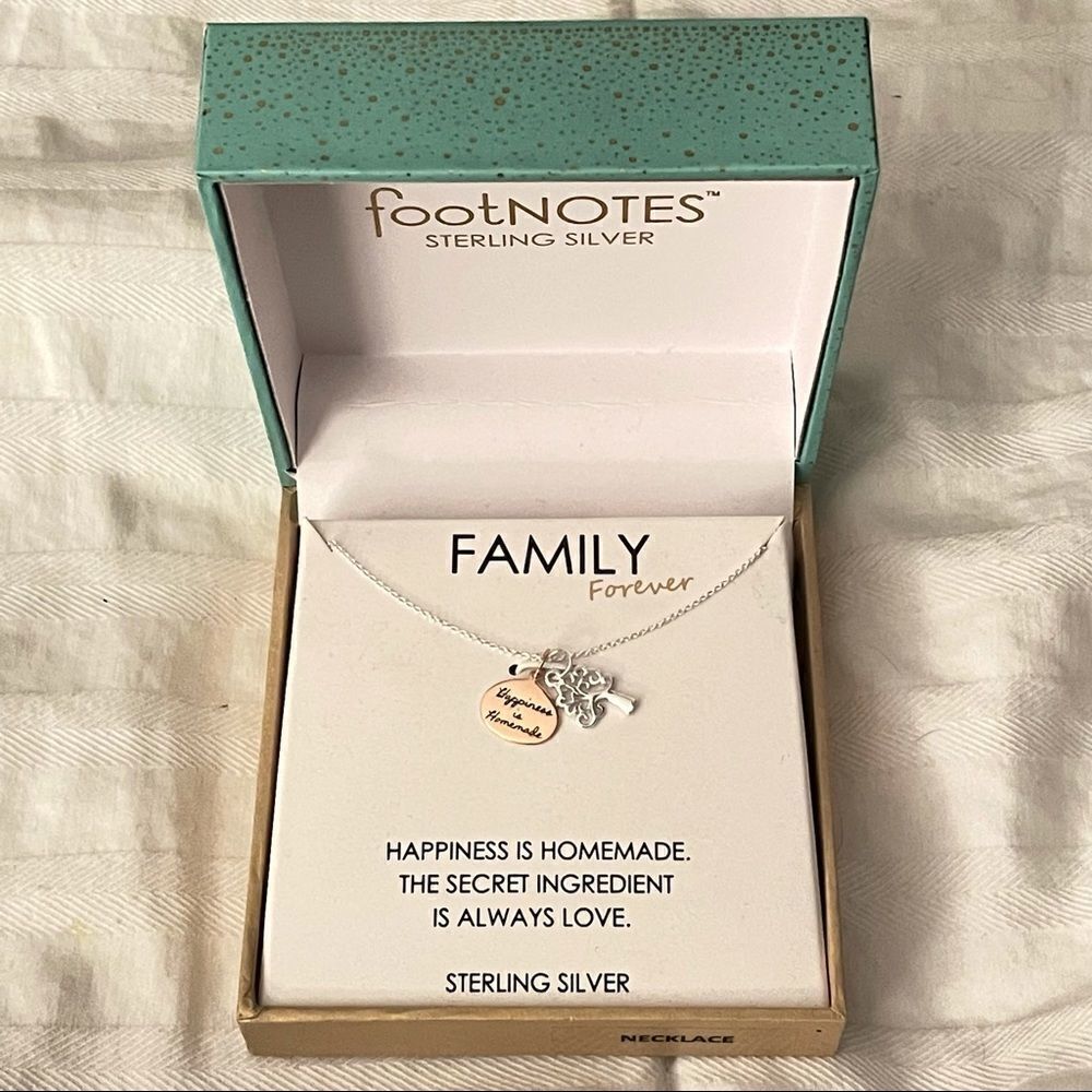 NWT Footnotes sterling Silver .925 Family forever happiness is homemade necklace